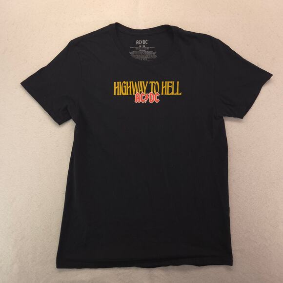ACDC Highway To Hell Band Crew Neck Short Sleeve Graphic Shirt Mens Size M Black - Picture 2 of 9